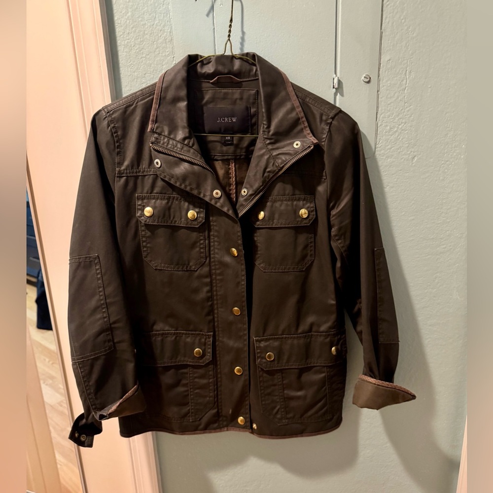 J. Crew Women's Dark Green Utility Jacket with Gold Buttons